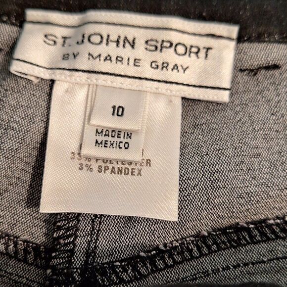 St. John Sport by Marie Gray Wide Leg Chino Pants Black Gold logo 10 - Picture 5 of 11